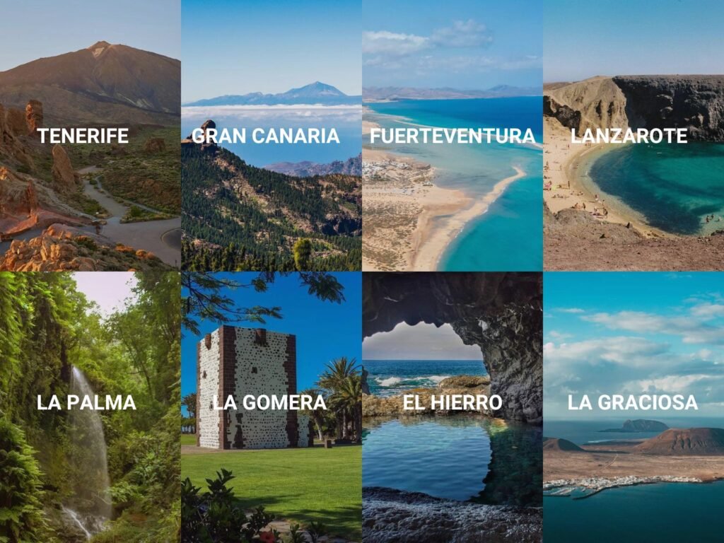 Collage de imágenes de las Islas Canarias