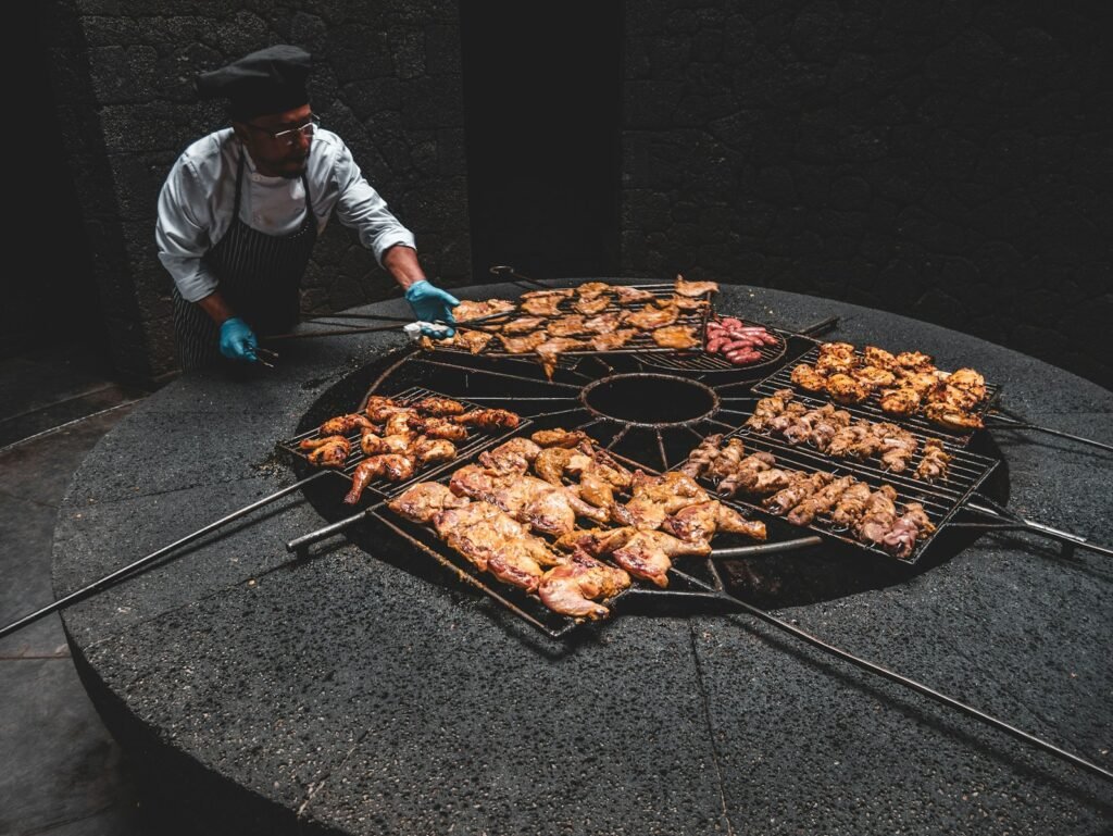 Parrilla en el restaurante El Diablo del Parque Nacional de Timanfaya